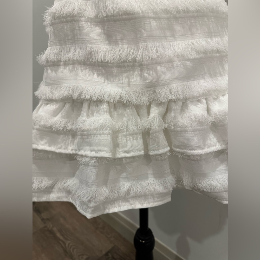 Princess Polly Molina White Mini Dress Size 4 straps eyelash ruffle fringe  NWT - Picture 8 of 12